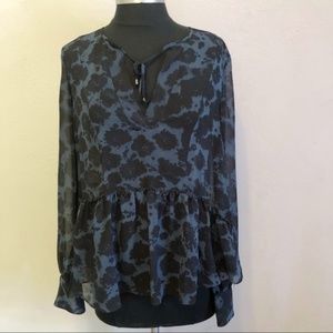 Rachael Roy Sheer Blue & Black Blouse
